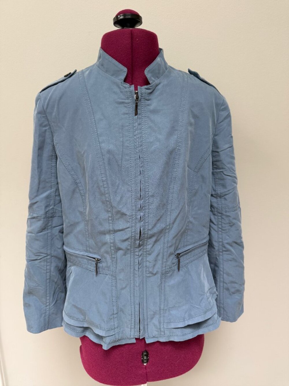 NWT White House Black Market "China Blue" Moto-style Jacket - Size 8P